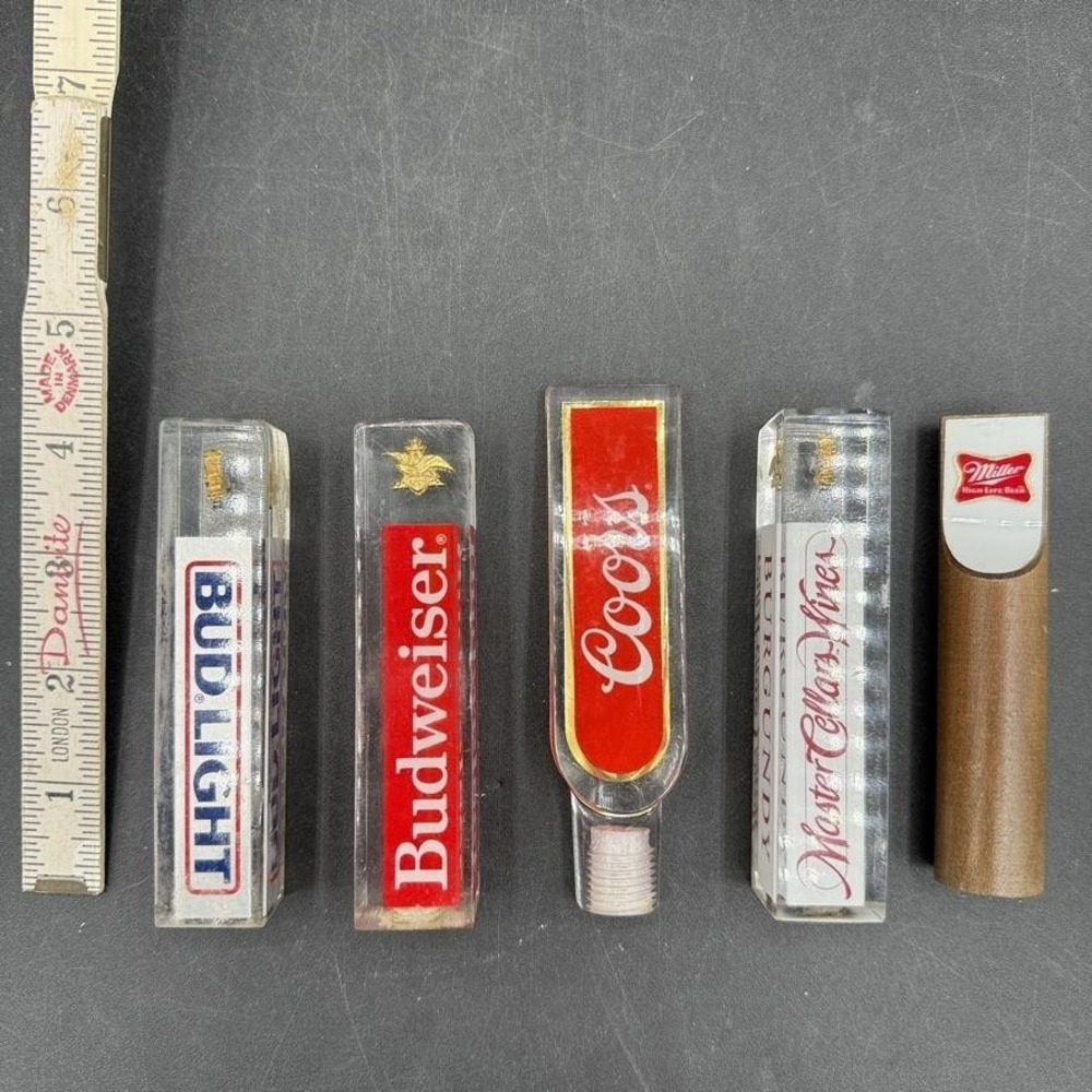 Beer Tap Handles Lot of 5 Budweiser Bud Light Coors Miller Master Cellars Draft